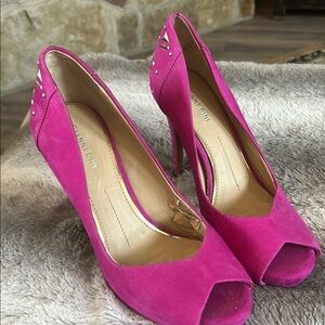 Gianni Bini Pink Peep-Toe Heels with Platform Sole